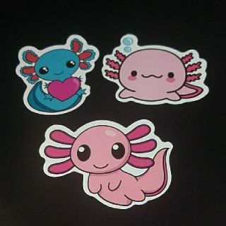 ウーパールーパー AXOLOTL ステッカー シール 3枚セット ⑱(キャラクターグッズ)