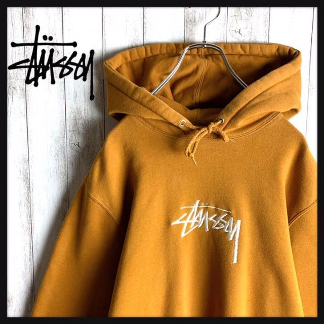 STUSSY - 【希少カラー】ステューシー☆センター刺繍 パーカー 裏起毛