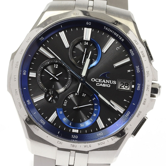 ☆良品【CASIO】カシオ オシアナス マンタ デイト OCW-S5000-1AJF ソーラー電波 メンズ【ev15】綺麗な状態商品番号