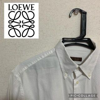 LOEWE 半袖ボタンダウンシャツ　ホワイト　サイズ:39