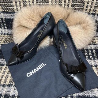 CHANEL ドット ローヒール パンプス シャネル