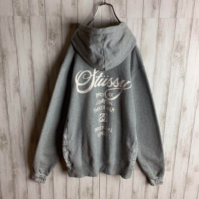 【希少デザイン】ステューシー☆バックプリント パーカー 入手困難 即完売 人気