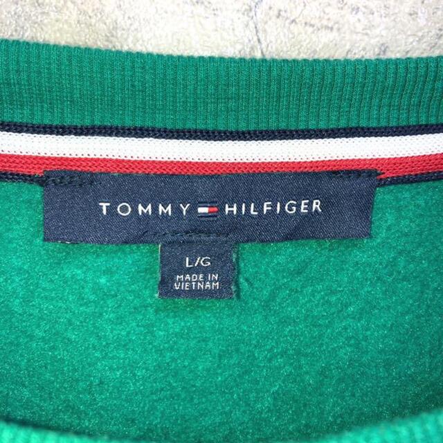 TOMMY HILFIGER(トミーヒルフィガー)の希少 90s トミーヒルフィガー スウェット 刺繍ロゴ 緑 メンズのトップス(スウェット)の商品写真