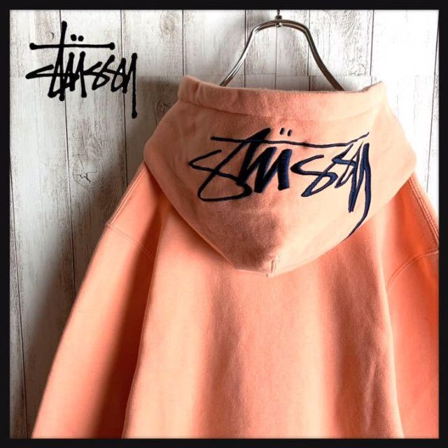 【超入手困難】STUSSY　ストックロゴバックプリント　超希少カラー　パーカー