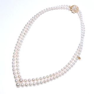 MIKIMOTO　ミキモト　真珠2連ネックレス　5-5.5mm未満　あこやパール