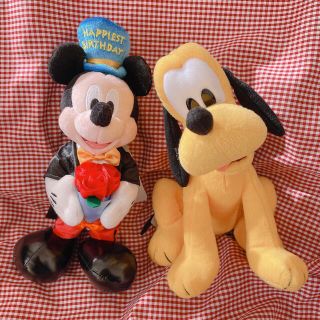 ディズニー(Disney)の【新品.タグ付き】☆ディズニー☆ミッキーぬいぐるみバッチ&プルートぬいぐるみ☆(ぬいぐるみ)