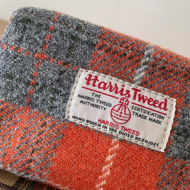 Harris Tweed(ハリスツイード)の正規品　ハリスツイード　イギリス　ポーチ　化粧ポーチ　チェック　オレンジ　新品 レディースのファッション小物(ポーチ)の商品写真