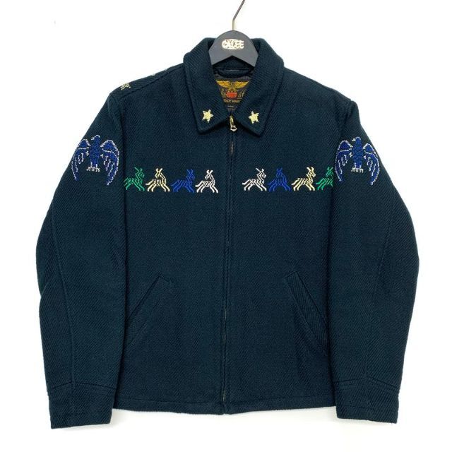 CALEE(キャリー)の状態良好 CALEE COTTON SOUVENIR JACKET L 紺 メンズのジャケット/アウター(ブルゾン)の商品写真