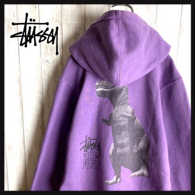 希少デザイン】ステューシー☆バックプリント パーカー 恐竜 入手困難