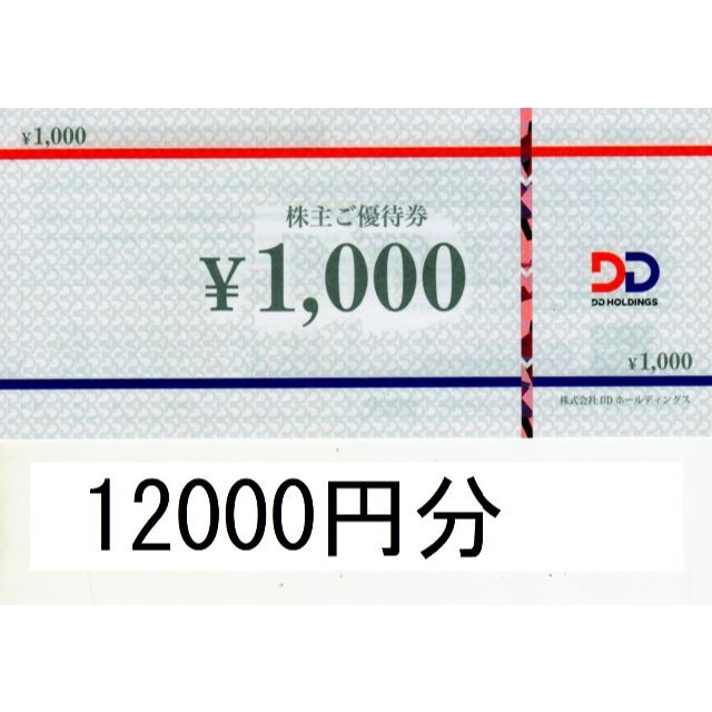 売り出し特注品 12000円分:ＤＤホールディングス株主優待券1000円券×12