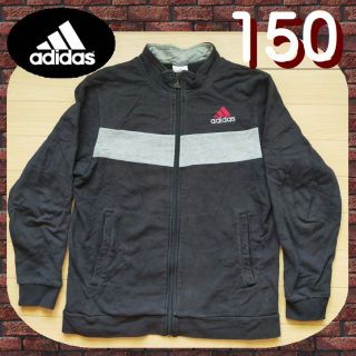 アディダス(adidas)の8⑤アディダス 150 ファスナージャケット トレーナー パーカー 黒 ジャージ(ジャケット/上着)