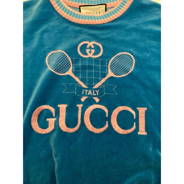 ポイント10倍】 テニス柄 ベロア GUCCI トレーナー スウェット XS ポイント10倍】 テニス柄 ベロア GUCCI トレーナー スウェット XS