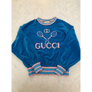 グッチ(Gucci)のGUCCI テニス刺繍 ベロアスウェット トレーナー XS(トレーナー/スウェット)