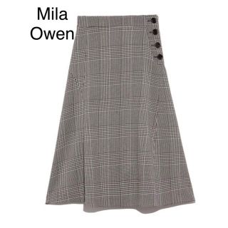 ミラオーウェン ウールブレンド チェック ロングスカート 1 ブラック×ブラウン Mila Owen 09WFS205154 レディース   【230325】