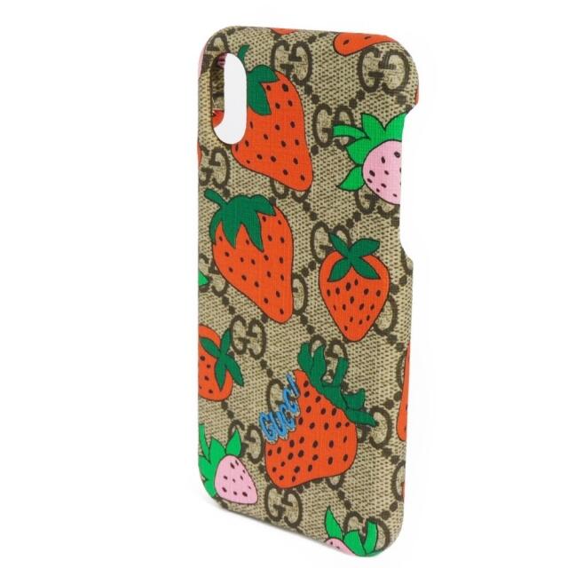 グッチ iPhone X/XSケース GGスプリーム ストロベリー 587678