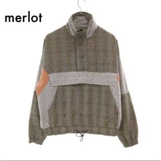 メルロー(merlot)のメルロー チェック柄 切替 プルオーバージャケット ブラウン系(その他)