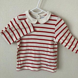 プチバトー(PETIT BATEAU)のプチバトー＊ボーダー＊襟付き長袖カットソー＊3ans＊95㎝(Tシャツ/カットソー)