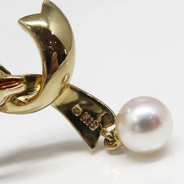 MIKIMOTO ミキモト 真珠 K18 パール リボン ブローチ