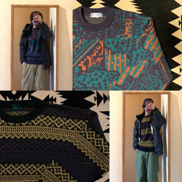 素材vintage design knit sweater 2点set