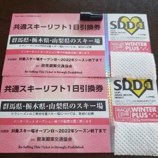 ✴︎群馬、栃木、山梨県スキー場共通リフト1日引換券　2枚セット✴︎(ウィンタースポーツ)