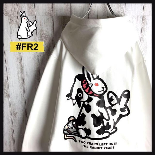 送料無料でお届け 【希少】FR2 梅 Tシャツ M 白 ピンク 刺繍ロゴ