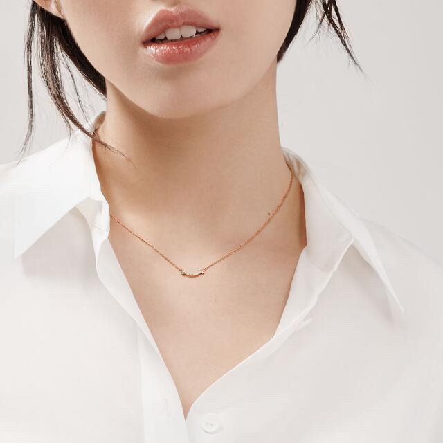 Tiffany & Co. - Tスマイルペンダント ネックレス(ミニ) ダイヤ ローズ