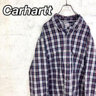 カーハート(carhartt)の希少 90s カーハート チェックシャツ タグロゴ ビッグシルエット 美品(シャツ)