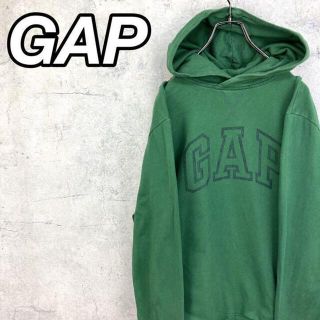 ギャップ(GAP)の希少 90s ギャップ パーカー プリントロゴ グリーン 美品(パーカー)