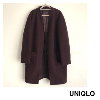 ユニクロ(UNIQLO)のUNIQLO ユニクロ　ウール混　ノーカラー　チェスターコート　M(チェスターコート)