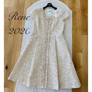 Rene♡ 2020年 リボンブローチ付きフランス製ツイードワンピース