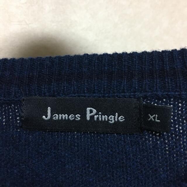 ジェームスプリングル クルーネック ウール ニット XL ネイビー セーター
