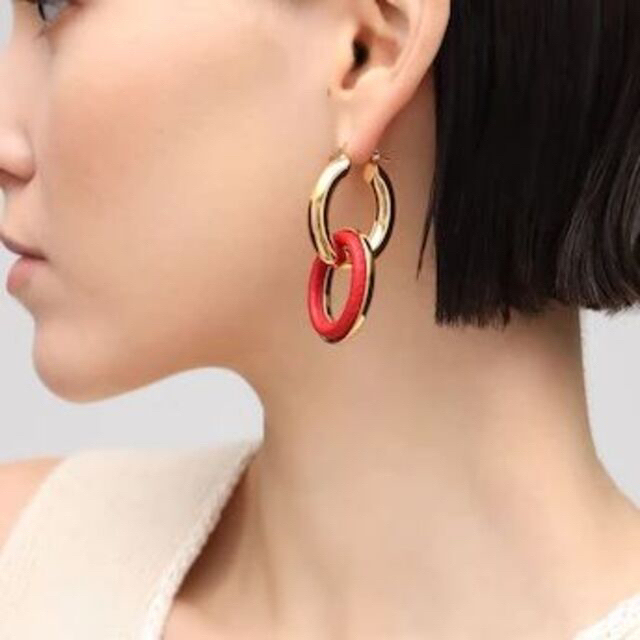 Jil Sander(ジルサンダー)の貴重レア❤︎ジルサンダー　ダブルフープピアス　新品　ゴールド レディースのアクセサリー(ピアス)の商品写真