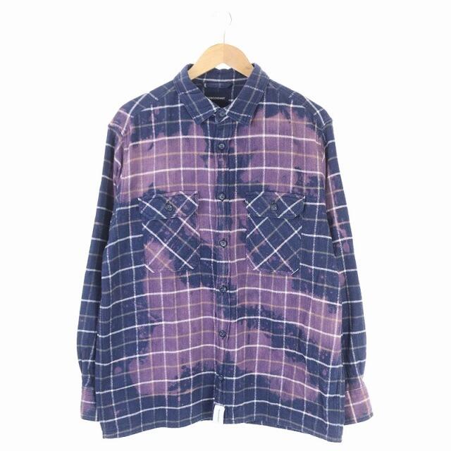 最新作売れ筋が満載 ディセンダント ネルシャツ ネイビー パープル 紫 紺 3 長袖 チェック シャツ