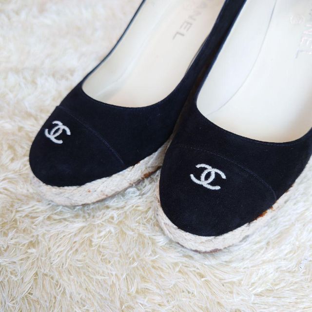 CHANEL ウェッジソール パンプス ココマーク スエード 厚底 G26939 特選/公式 シャネル CHANEL スニーカー ウェッジソール ヒール スニーカー