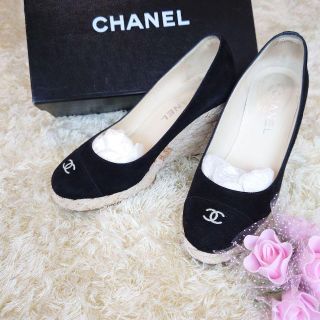 CHANEL ウェッジソール パンプス ココマーク スエード 厚底 G26939 特選/公式 シャネル CHANEL スニーカー ウェッジソール ヒール スニーカー