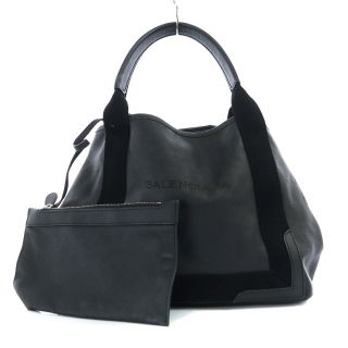 バレンシアガ(Balenciaga)のバレンシアガ ネイビーカバス ハンドバッグ トートバッグ レザー ポーチ付き 黒(ハンドバッグ)