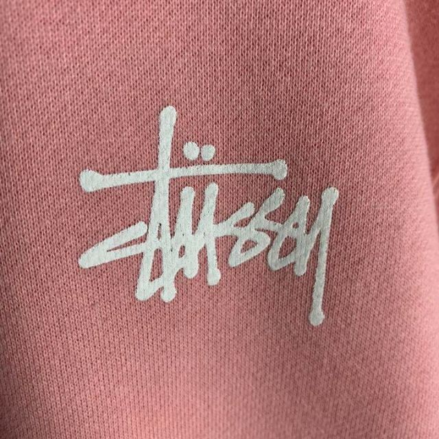 ステューシー STUSSY パーカー ピンク L バックプリント 竜  レア