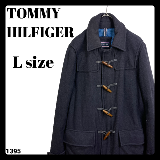 TOMMY HILFIGER(トミーヒルフィガー)のUSA古着 トミーヒルフィガー ダッフルコート ネイビー Lサイズ ミディアム丈 メンズのジャケット/アウター(ダッフルコート)の商品写真