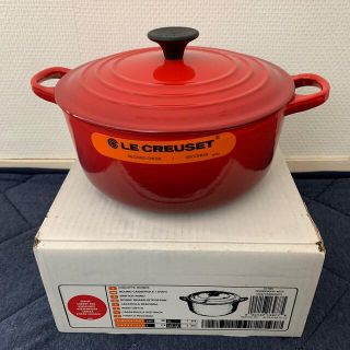 ルクルーゼ(LE CREUSET)の【未使用】ル・クルーゼ　鍋　ココット　ロンド　20cm チェリーレッド(鍋/フライパン)