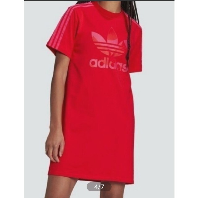 adidas(アディダス)のアディダス マリメッコ Tシャツ ワンピース XL レッド レディースのトップス(Tシャツ(半袖/袖なし))の商品写真