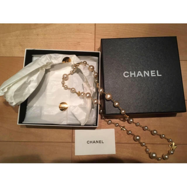 ネックレスCHANEL パールネックレス　ロングネックレス　クローバー　ゴールド