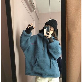 ボアパーカージャケット♡フリース♡ブルー♡流行ファッション♡新品未使用♡(パーカー)