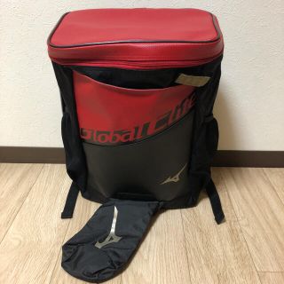 ミズノ(MIZUNO)の 野球用バックパックJr グローバルエリート ブラック×レッド ミズノ(その他)