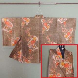 【美品】銘仙　羽織　蔓花文様　アンティーク着物　正絹　着物(着物)