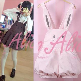 ボディライン(BODYLINE)の新品❤️to alice❤️夢かわいい❤️うさぎ❤️サロペット❤️ワンピース(ミニワンピース)