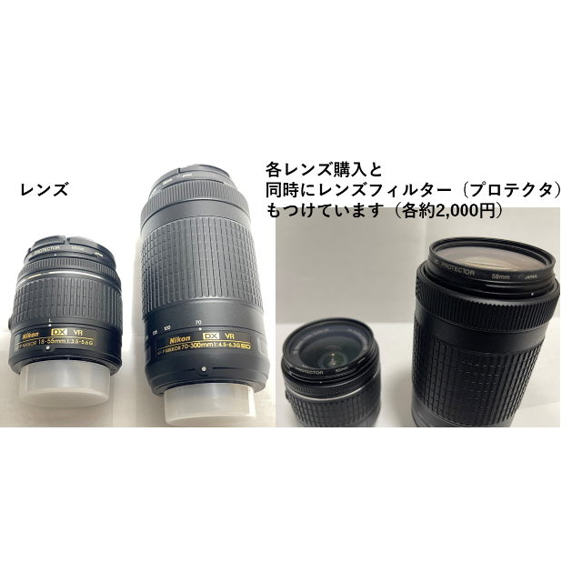 【予備バッテリー、レンズプロテクタ付】Nikon D5600 ダブルズームキット