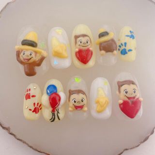 radynail おさるさん　3Dネイルチップ　レギュラーオーバル  コスメ/美容のネイル(つけ爪/ネイルチップ)の商品写真