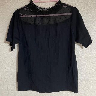 シマムラ(しまむら)のブラック 水玉 トップス(Tシャツ(半袖/袖なし))