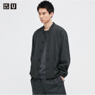 ユニクロ(UNIQLO)の美品 ユニクロU リブブルゾン ダークグレー XLサイズ(ブルゾン)