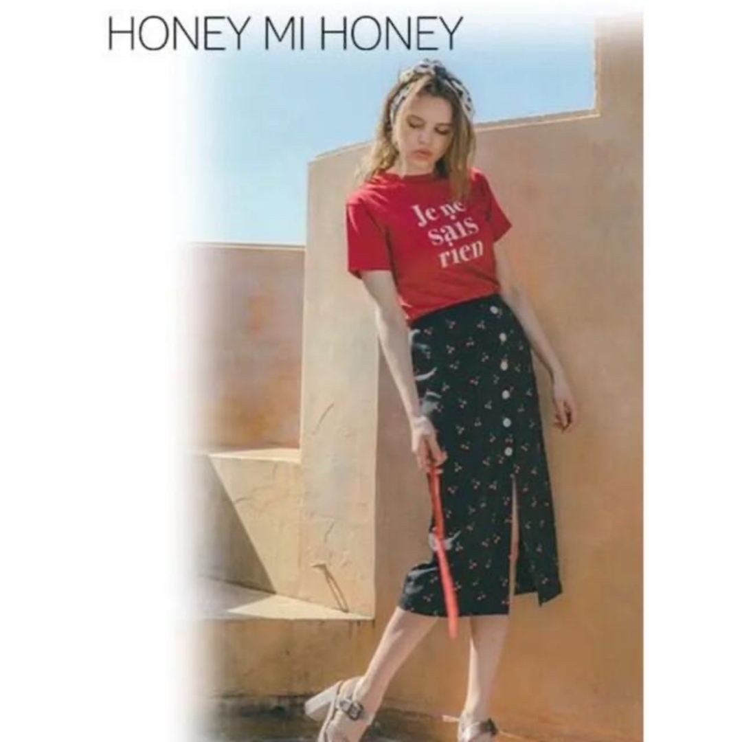 Honey mi Honey(ハニーミーハニー)のHONEY MI HONEYチェリー柄スカート レディースのスカート(ひざ丈スカート)の商品写真
